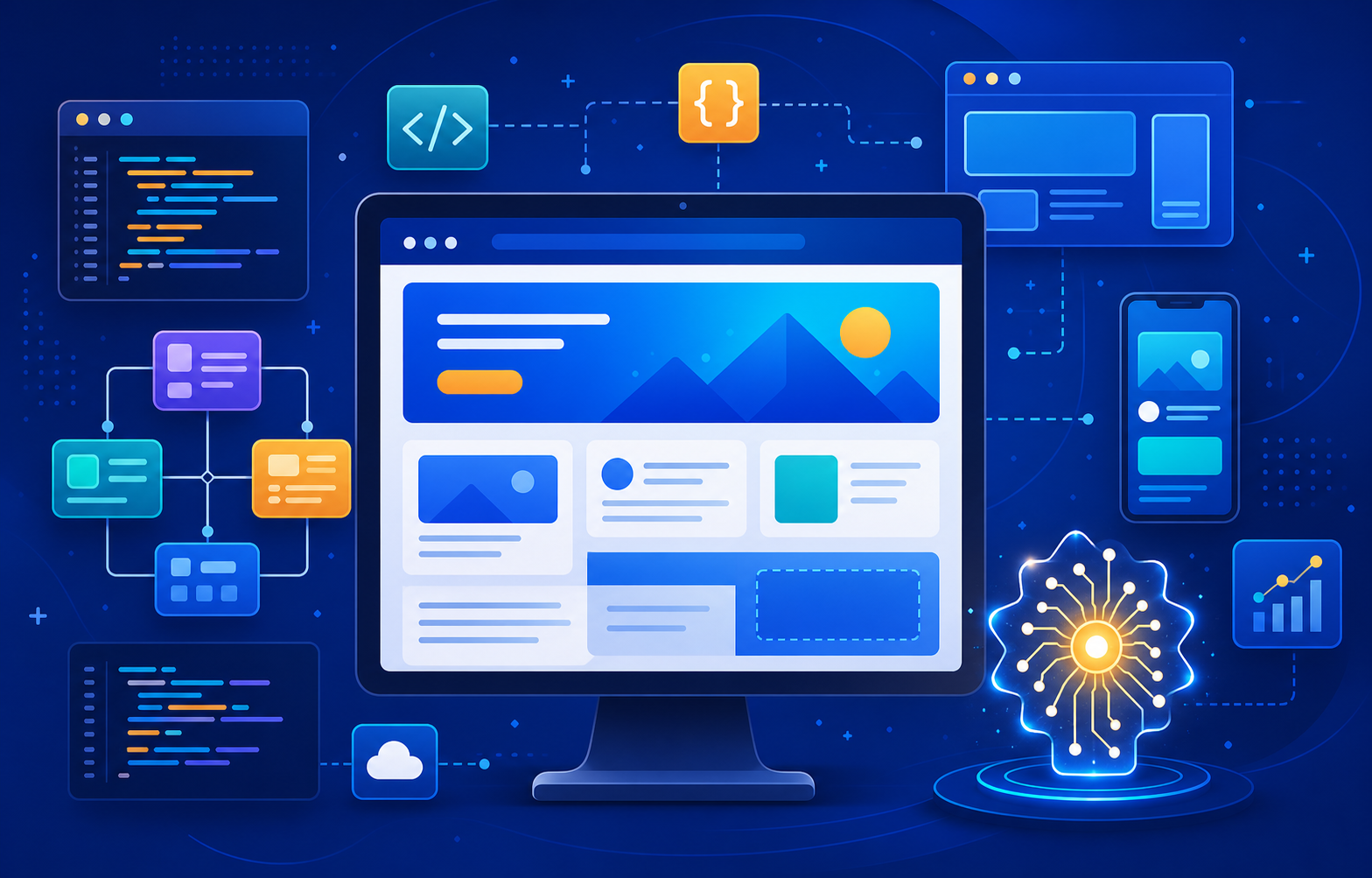 Portada del curso Desarrollo Web Moderno con React, Next.js e Inteligencia Artificial